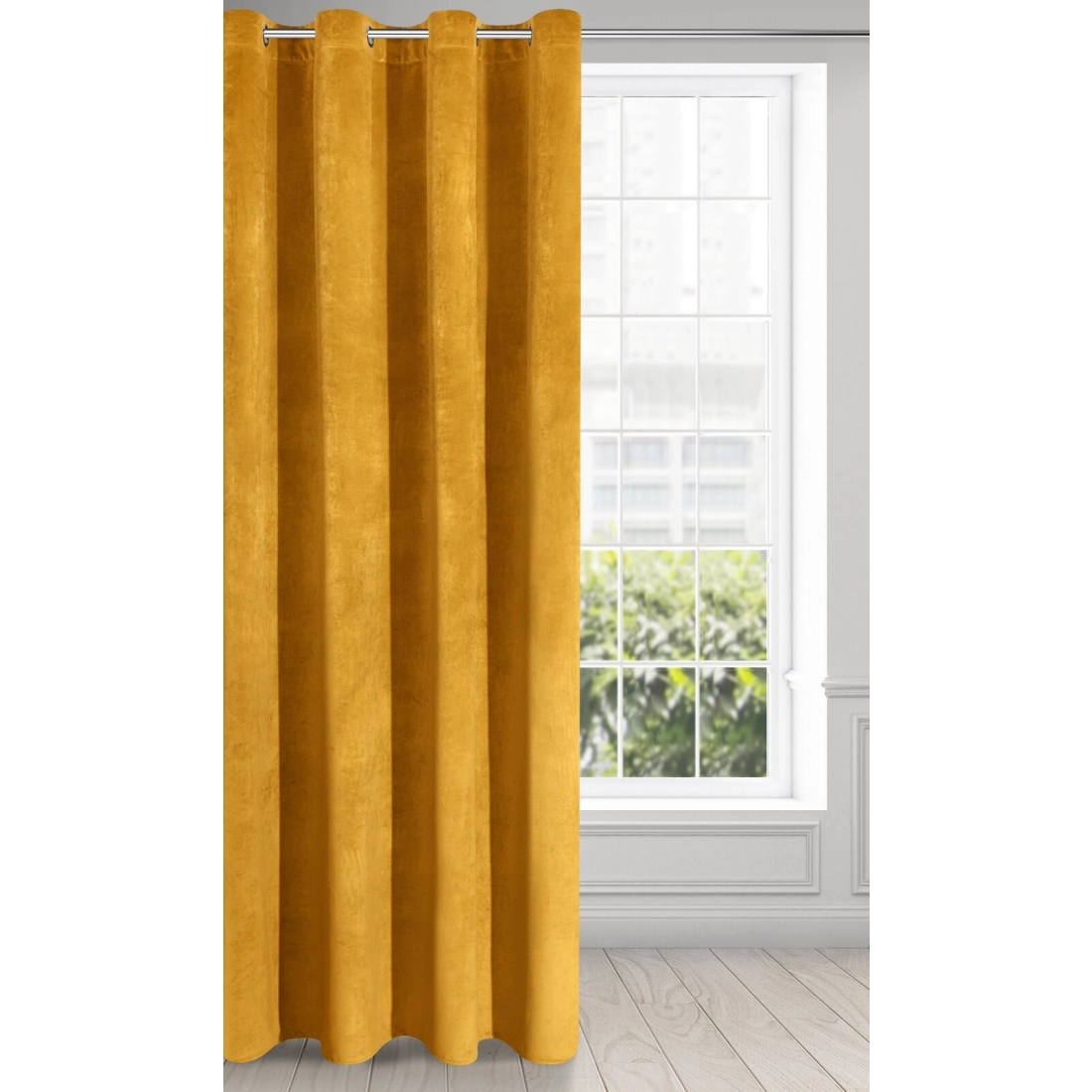 Záves 140x250 cm zamatový horčicový na kovové krúžky RIA Diva Line