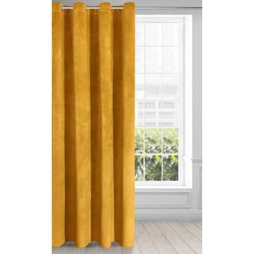 Záves 140x250 cm zamatový horčicový na kovové krúžky RIA Diva Line