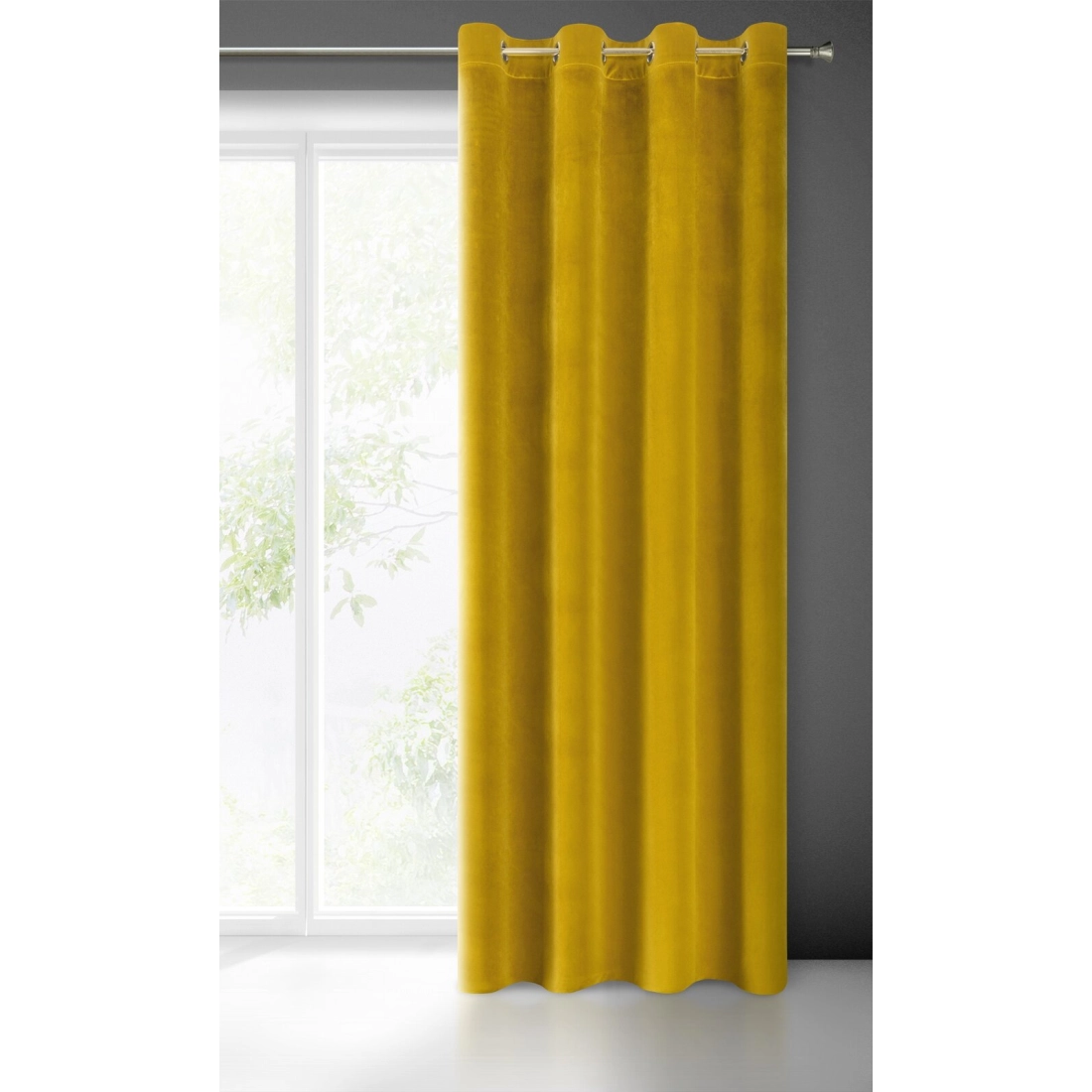 Záves 140x250 cm zamatový horčicový na kovové krúžky SAMANTA