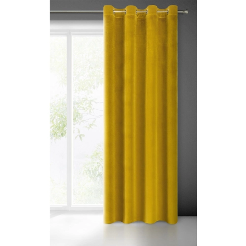 Záves 140x250 cm zamatový horčicový na kovové krúžky SAMANTA