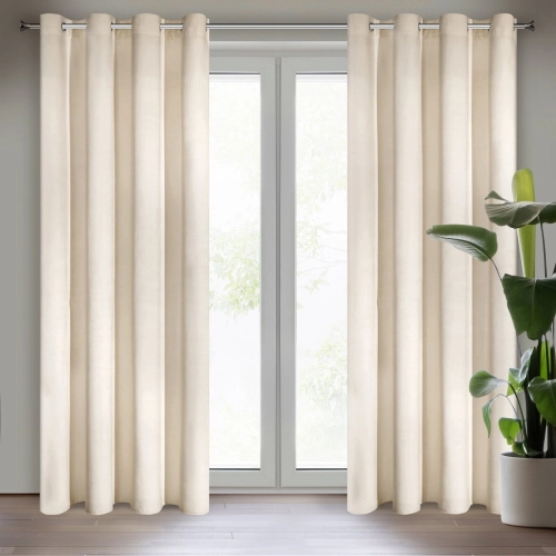 Sametový závěs 140x250 cm v jasně béžové barvě na kovových kroužcích RIA Diva Line