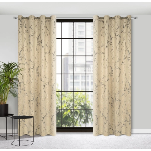 Záves 140x250 cm zamatový krémový grafitový na kovové krúžky WERA