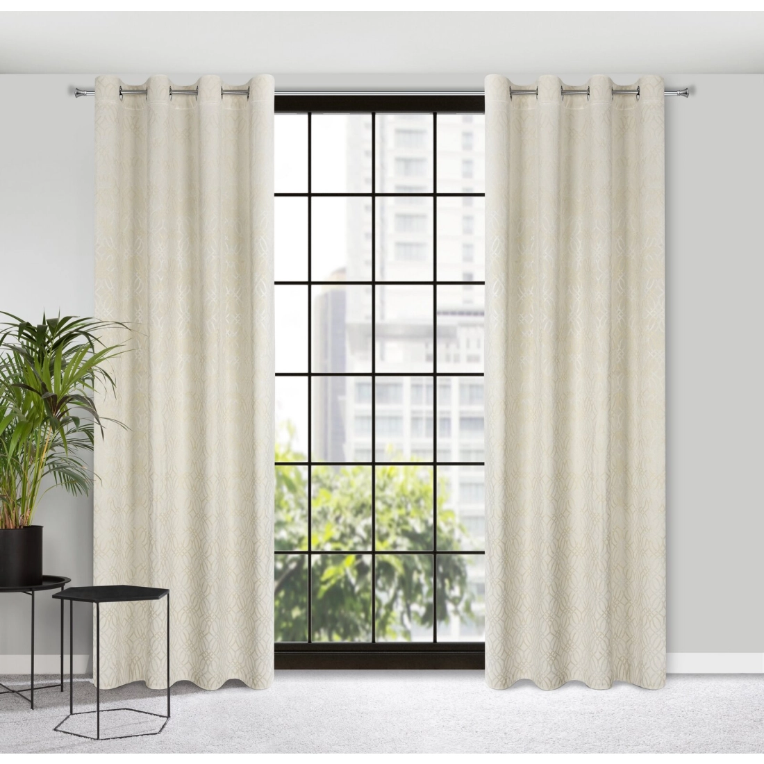 Záves 140x250 cm zamatový krémový na kovové krúžky ARETA