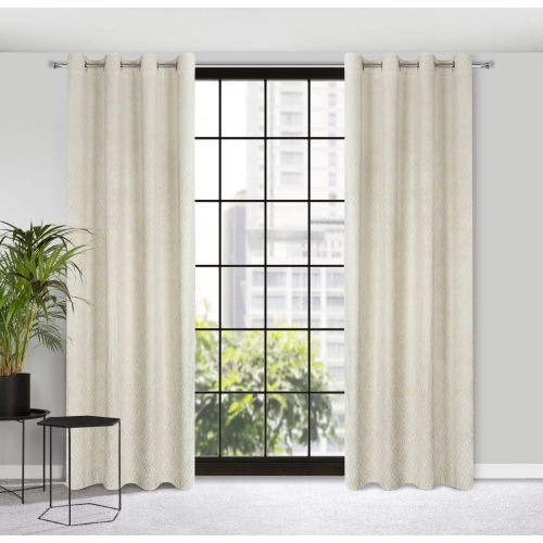 Záves 140x250 cm zamatový krémový na kovové krúžky ARETA