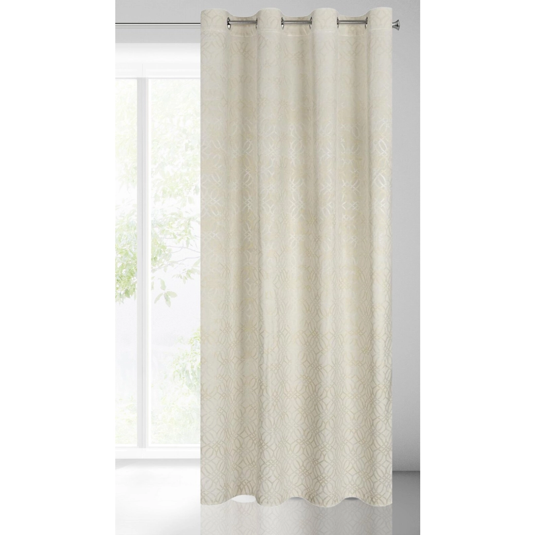 Záves 140x250 cm zamatový krémový na kovové krúžky ARETA
