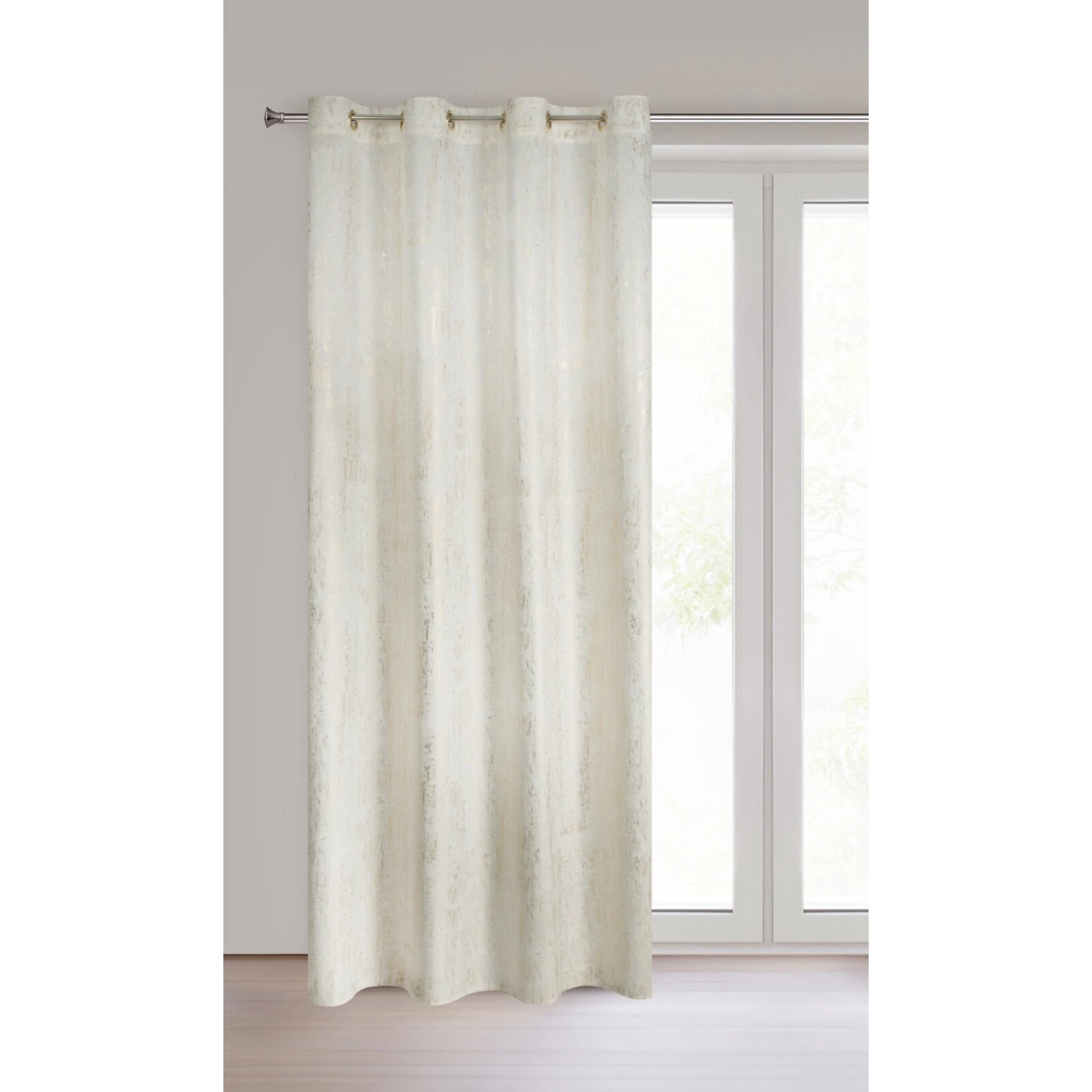 Záves 140x250 cm zamatový krémový na kovové krúžky DARA