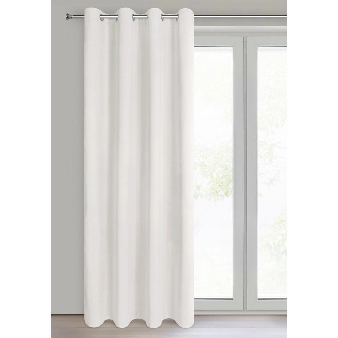 Záves 140x250 cm zamatový krémový na kovové krúžky NITA