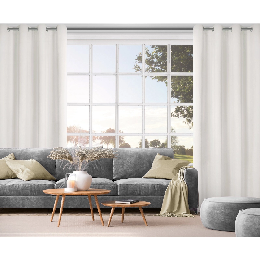 Záves 140x250 cm zamatový krémový na kovové krúžky NITA