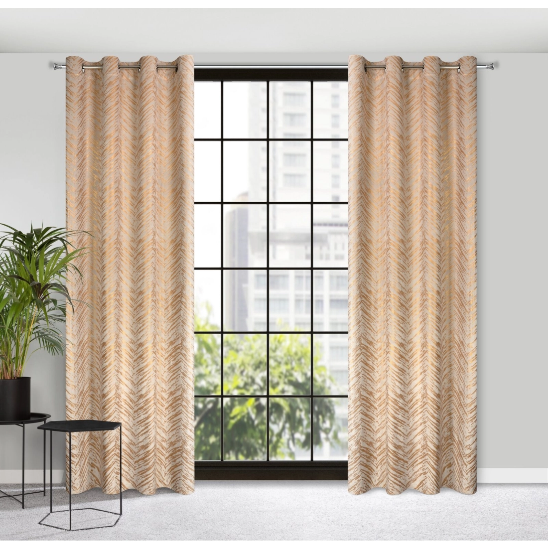 Záves 140x250 cm zamatový krémový na kovové krúžky SARA