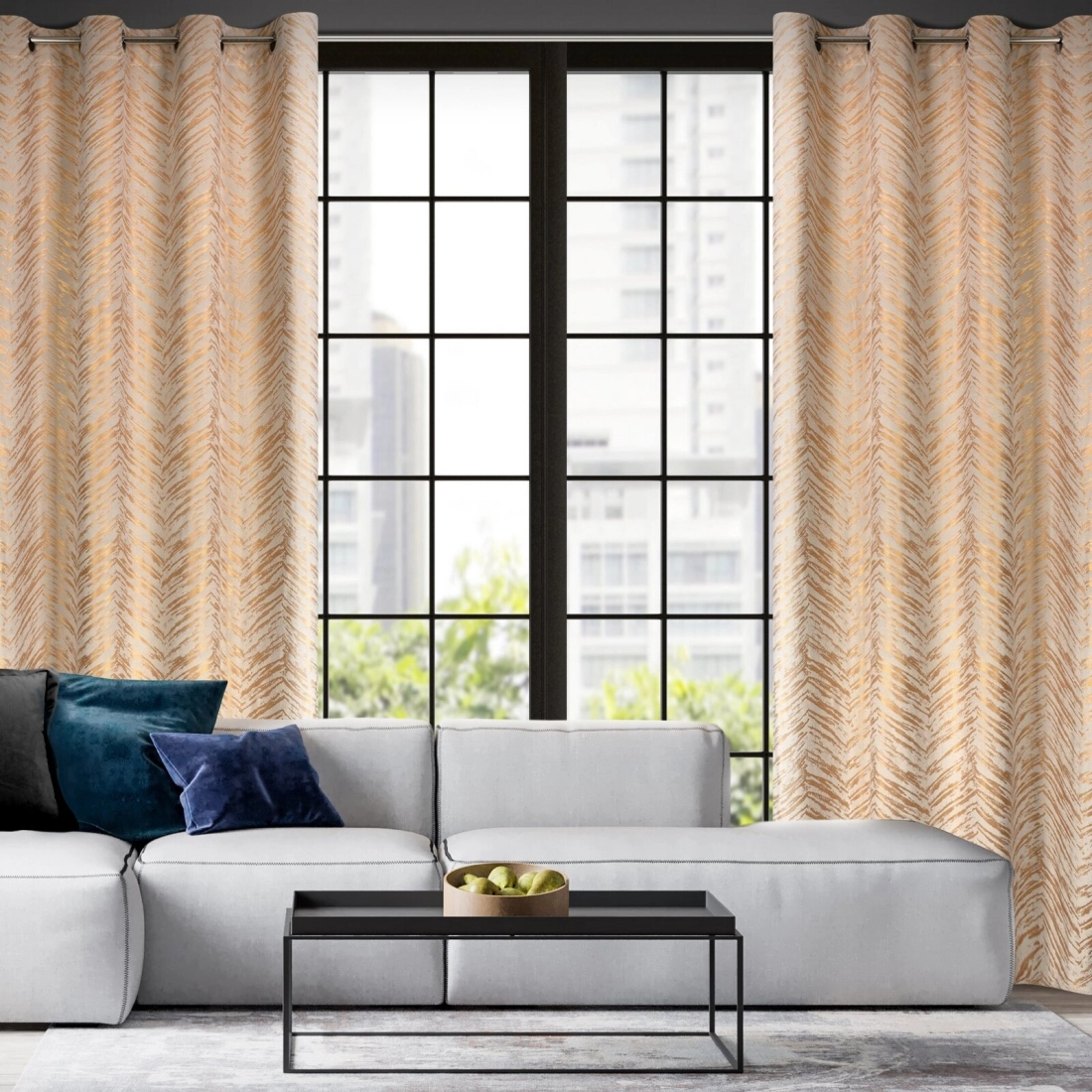 Záves 140x250 cm zamatový krémový na kovové krúžky SARA