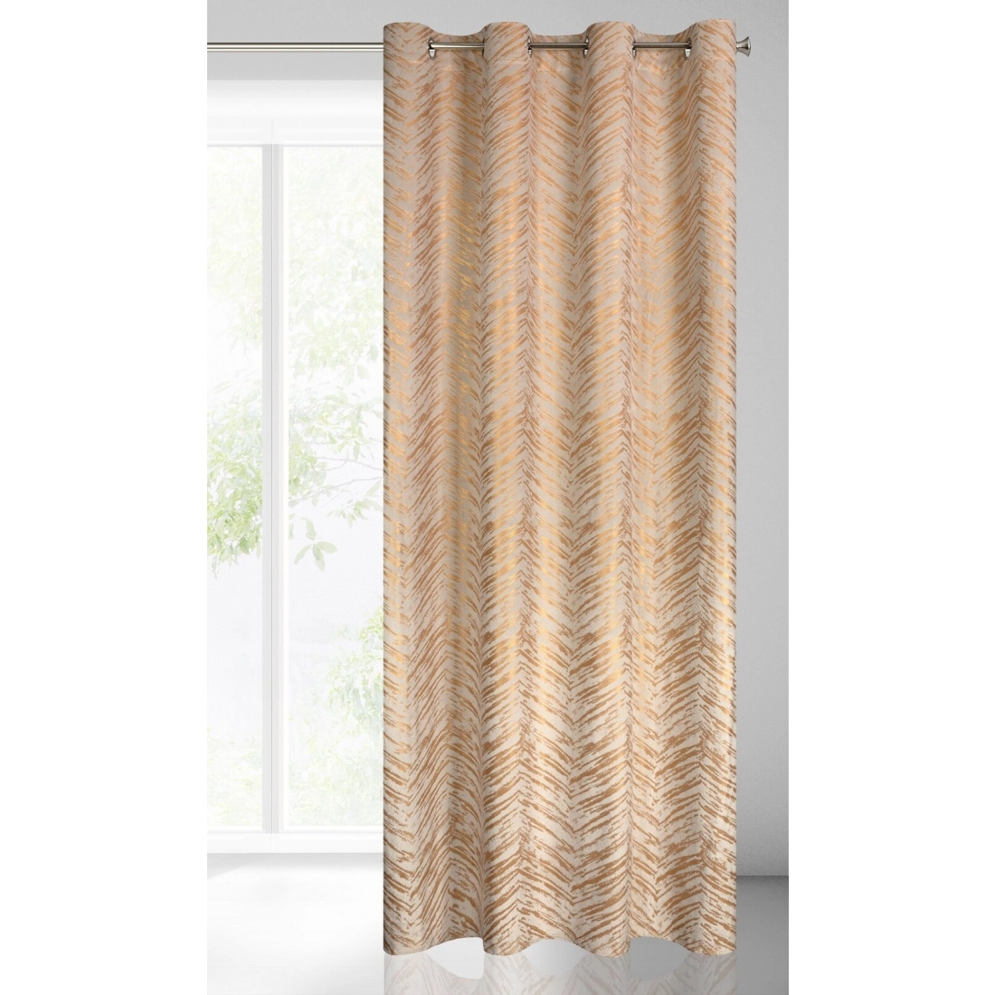 Záves 140x250 cm zamatový krémový na kovové krúžky SARA