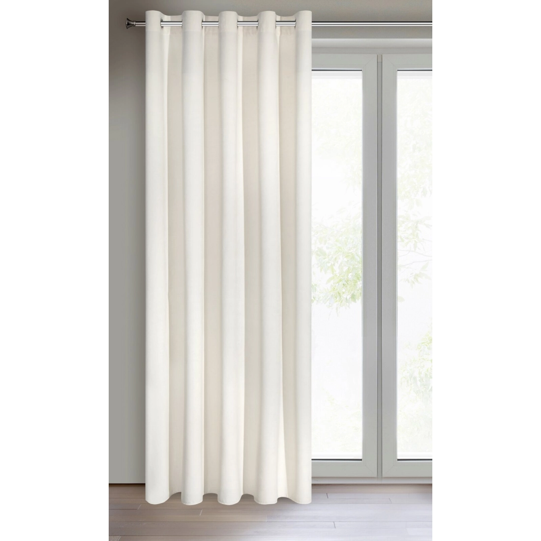 Záves 140x250 cm zamatový krémový na kovové krúžky VILLA