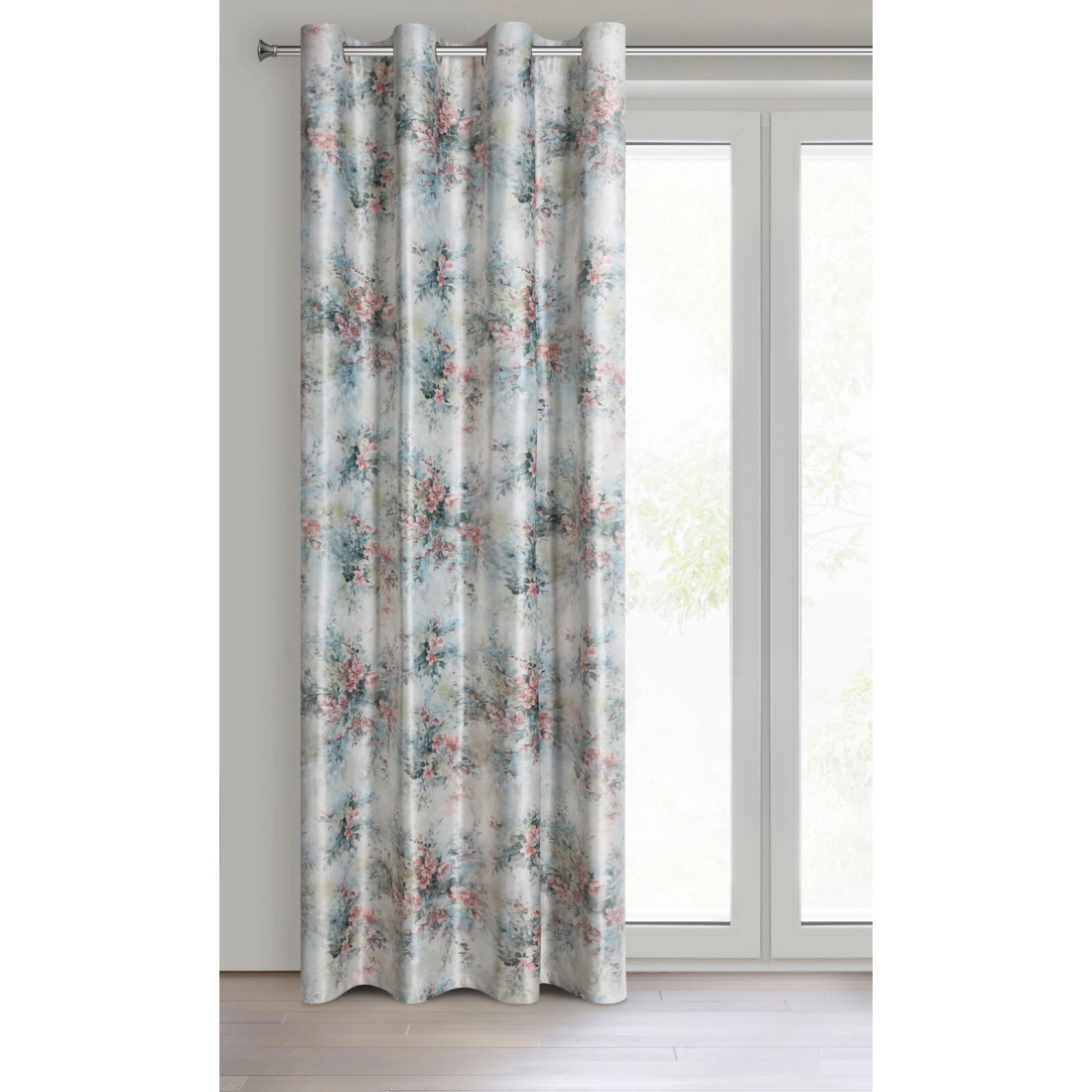 Záves 140x250 cm zamatový krémový, ružový na kovové krúžky MARISA