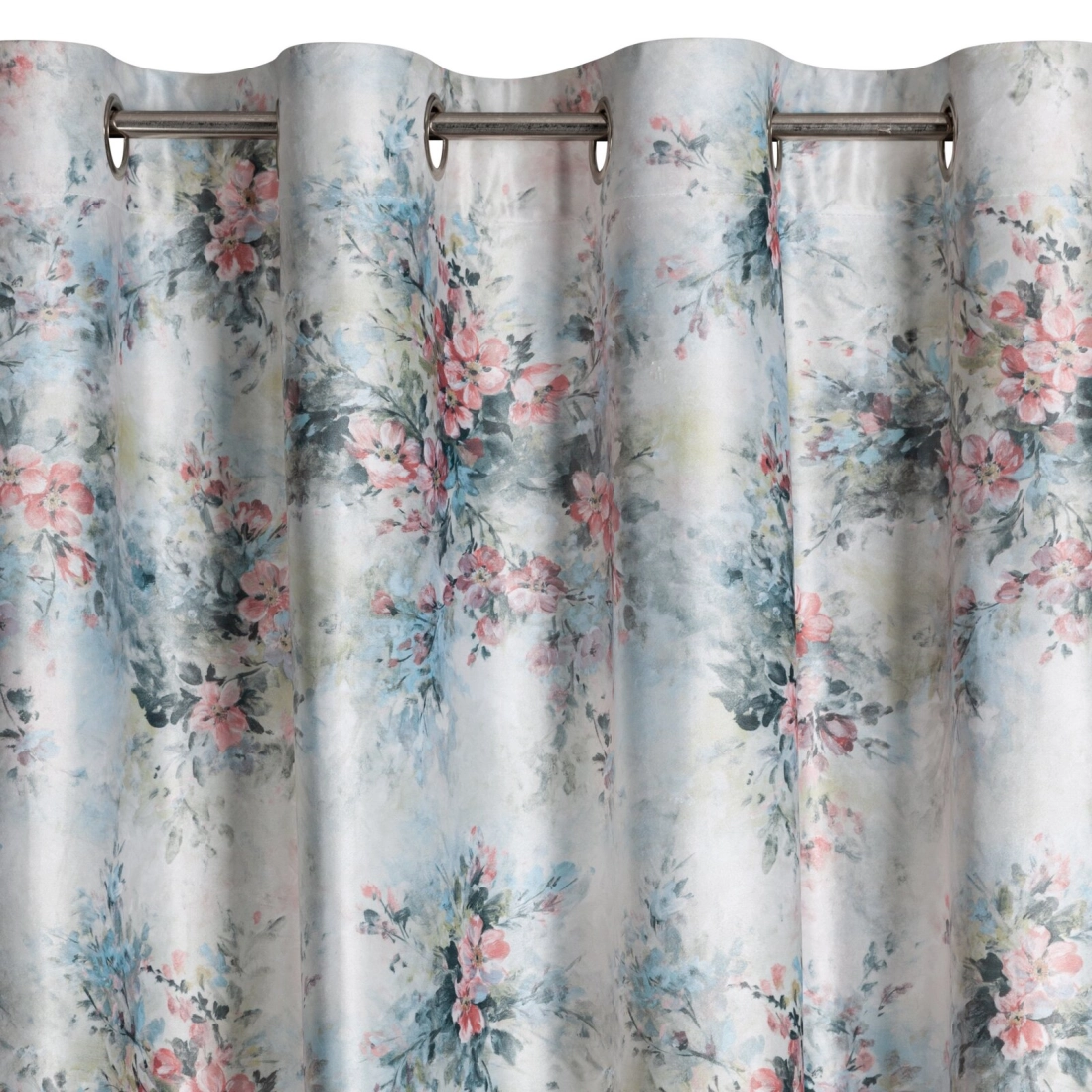 Záves 140x250 cm zamatový krémový, ružový na kovové krúžky MARISA