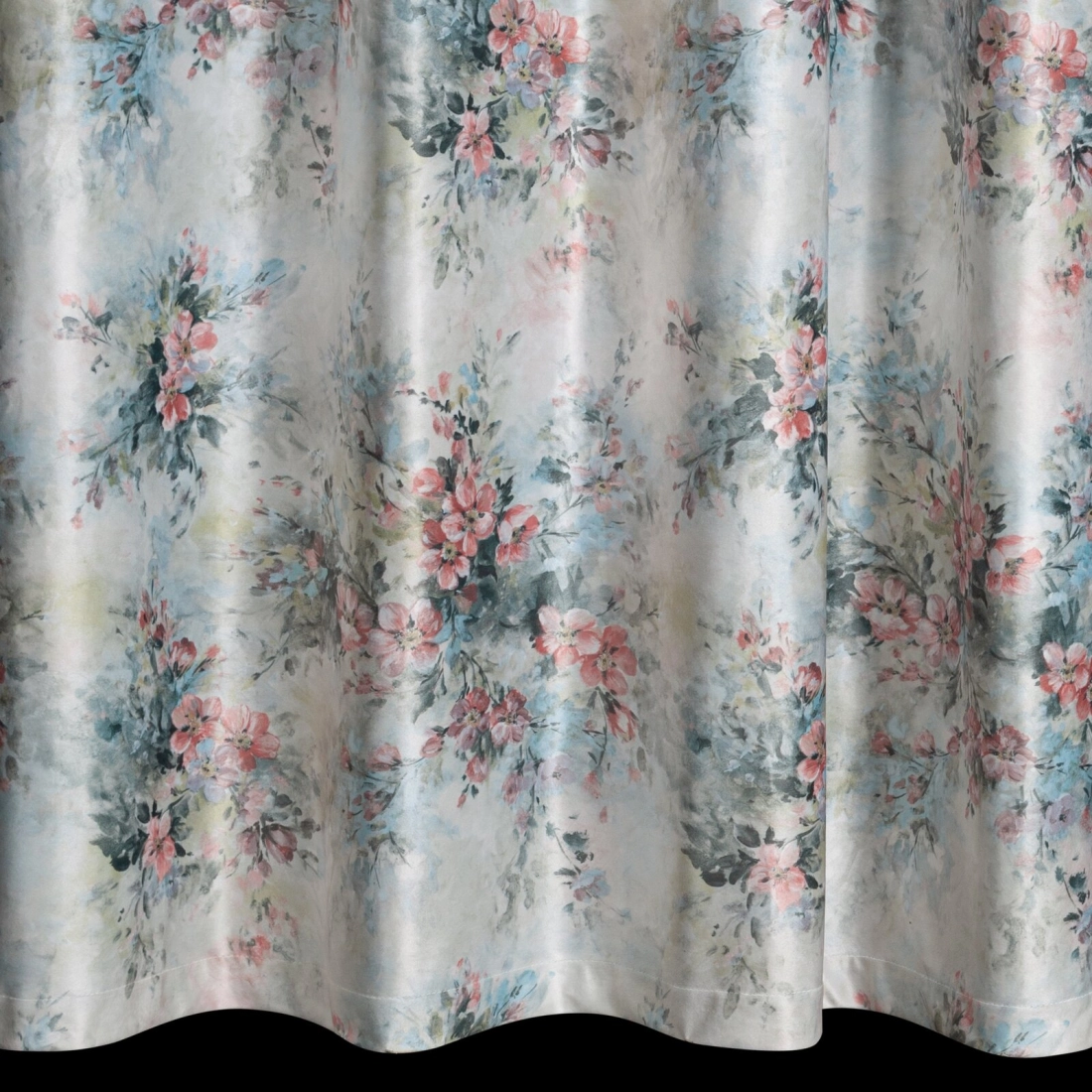 Záves 140x250 cm zamatový krémový, ružový na kovové krúžky MARISA