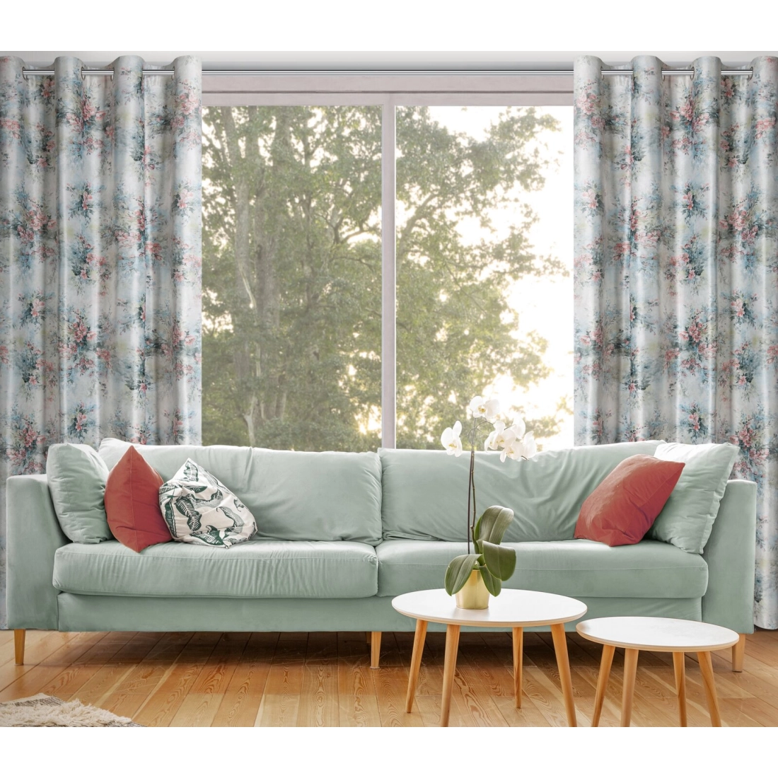 Záves 140x250 cm zamatový krémový, ružový na kovové krúžky MARISA