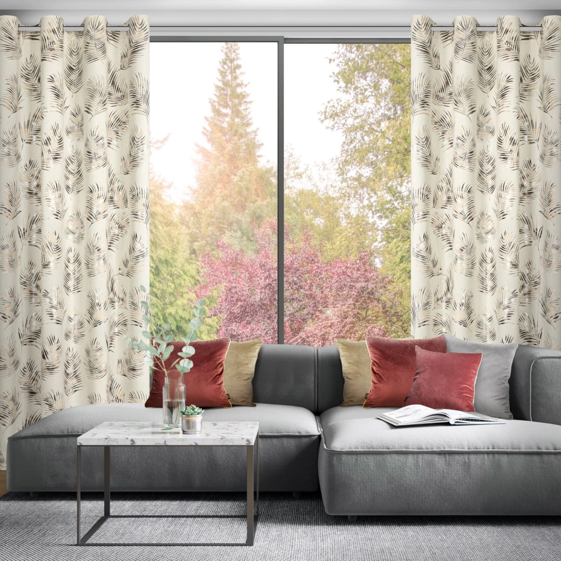 Záves 140x250 cm zamatový krémový šampanský na kovové krúžky GLORIA 2