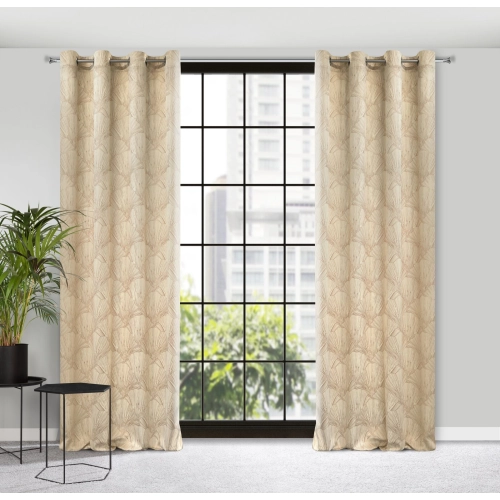 Záves 140x250 cm zamatový krémový, šampanský na kovové krúžky GOJA - Pierre Cardin