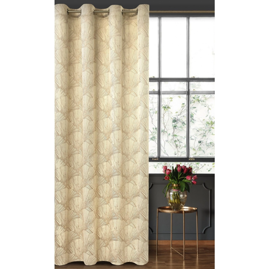 Záves 140x250 cm zamatový krémový, šampanský na kovové krúžky GOJA - Pierre Cardin