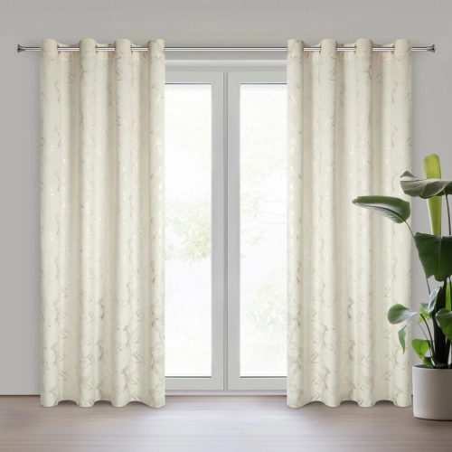 Záves 140x250 cm zamatový krémový šampanský na kovové krúžky RAJA