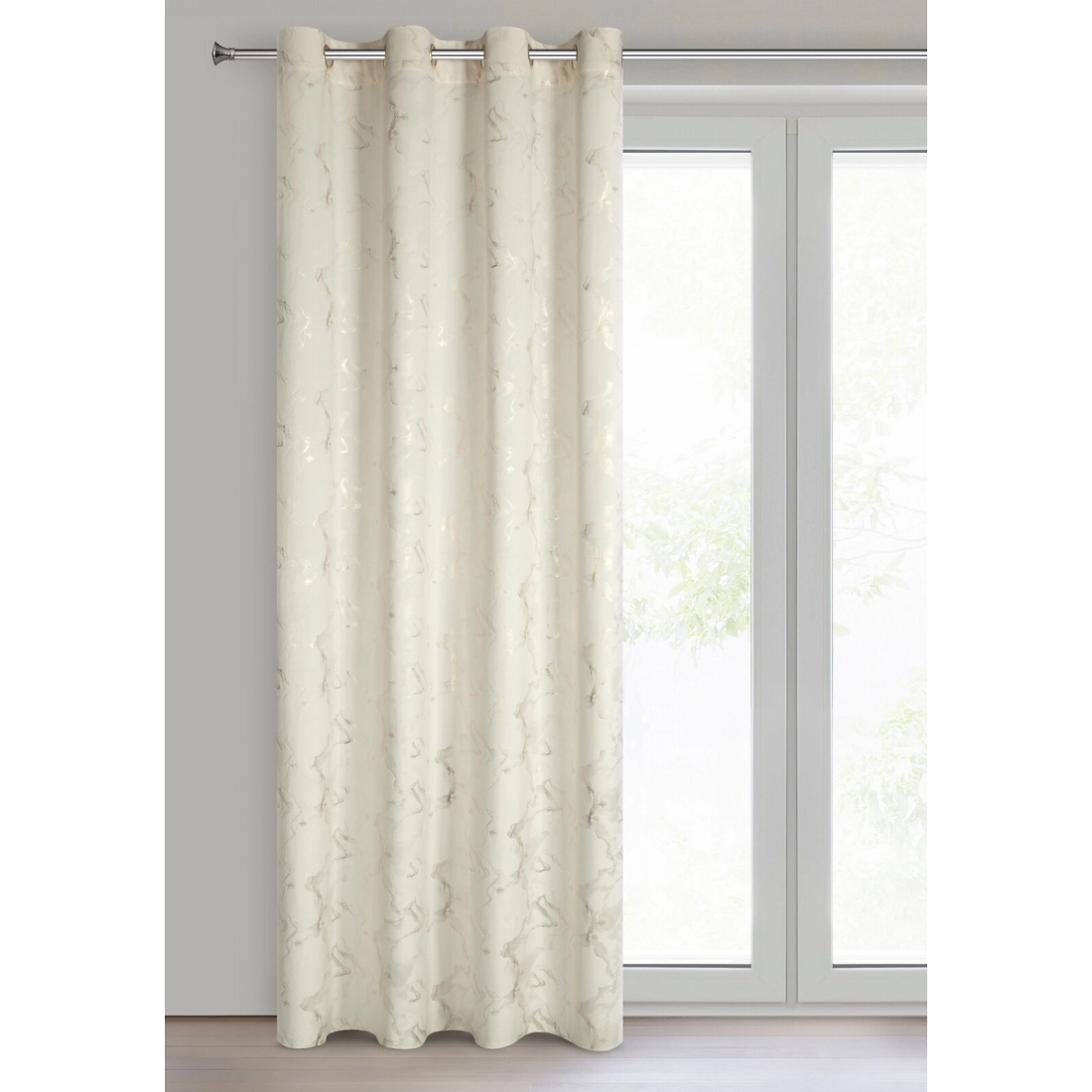 Záves 140x250 cm zamatový krémový šampanský na kovové krúžky RAJA