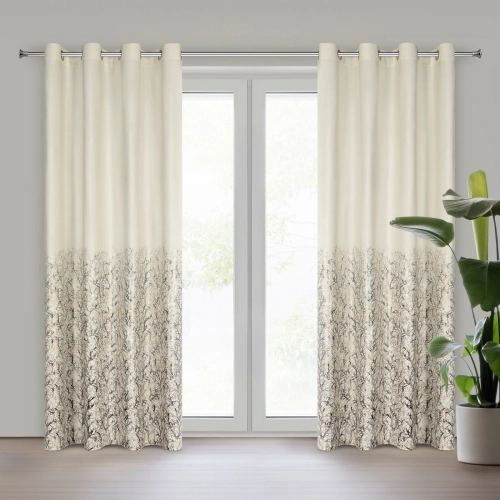 Závěs 140x250 cm sametový krémově šampaňský na kovové kroužky TORI