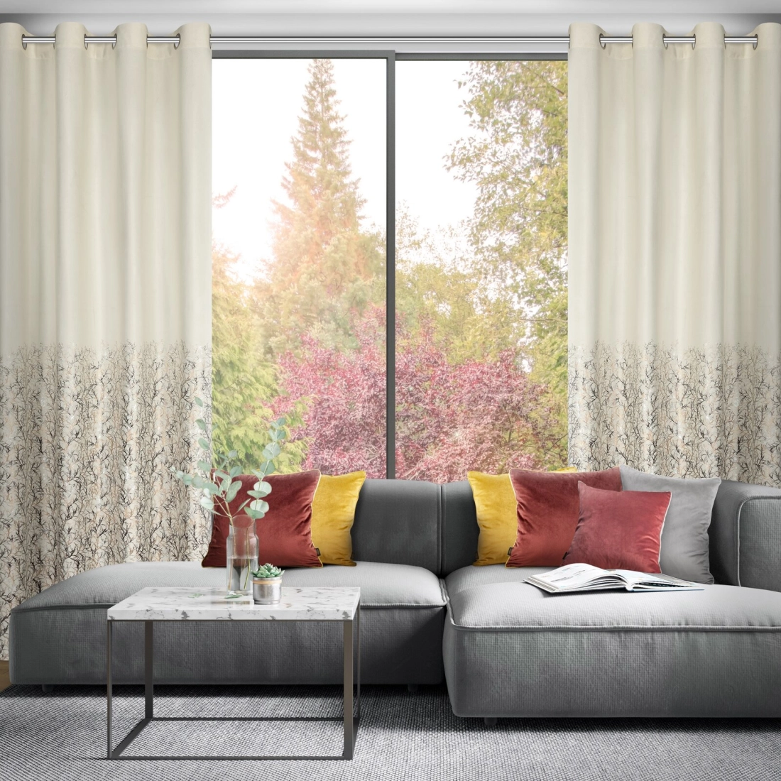 Závěs 140x250 cm sametový krémově šampaňský na kovové kroužky TORI