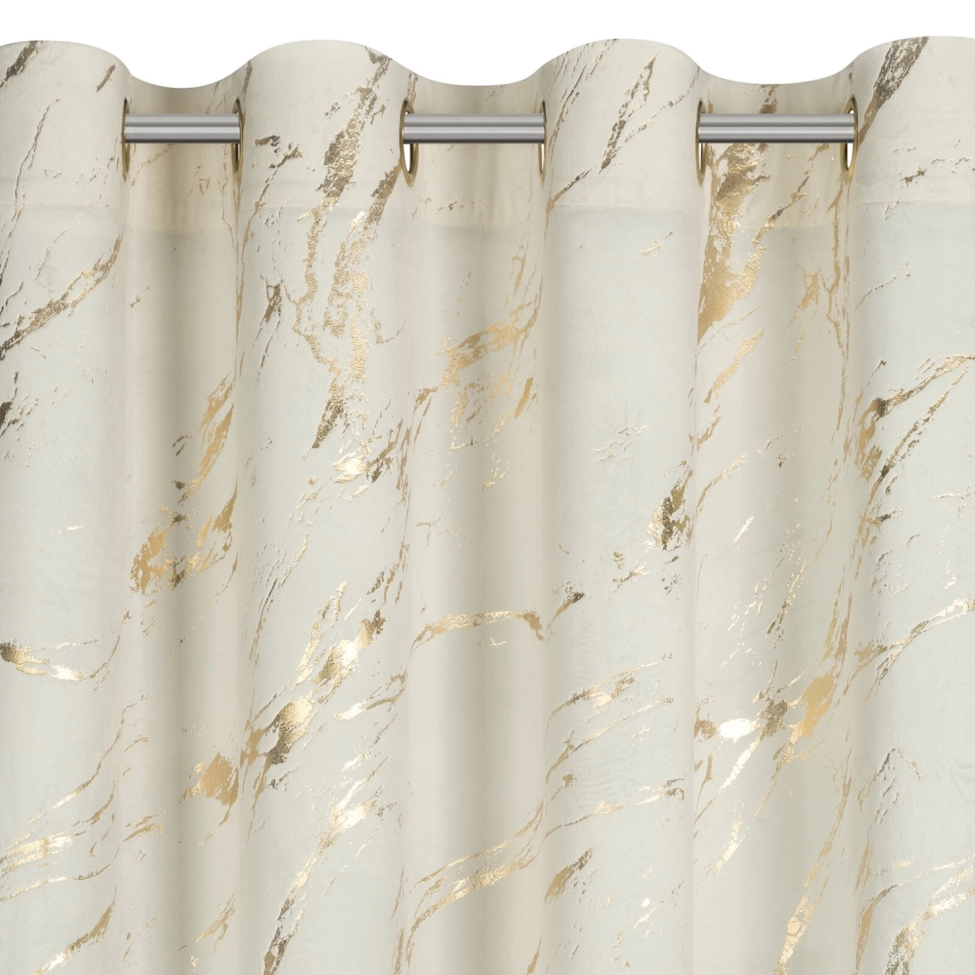 Závěs 140x250 cm sametový krémově zlatý na kovové kroužky MOLLY