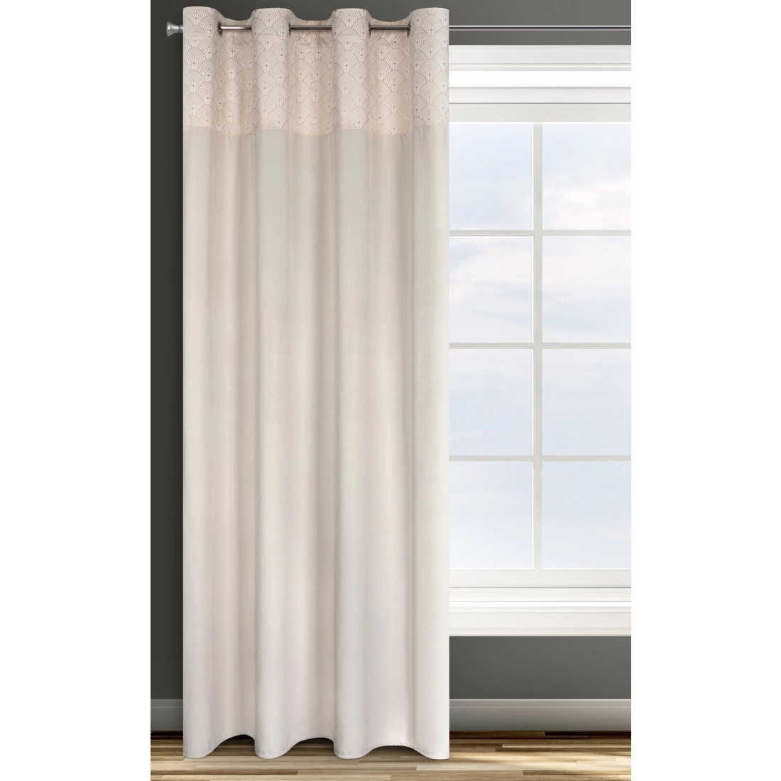 Záves 140x250 cm zamatový krémový zlatý na kovové krúžky AGNES