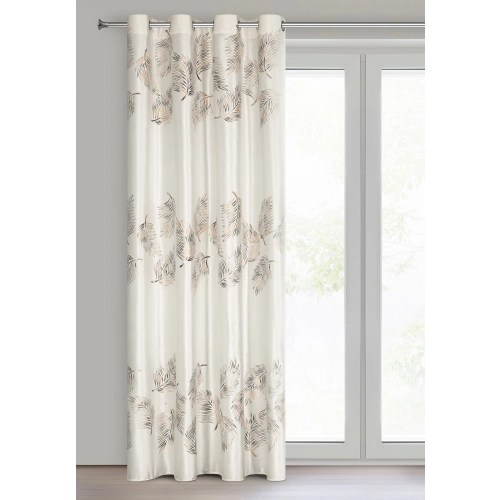 Záves 140x250 cm zamatový krémový zlatý na kovové krúžky IDALIA