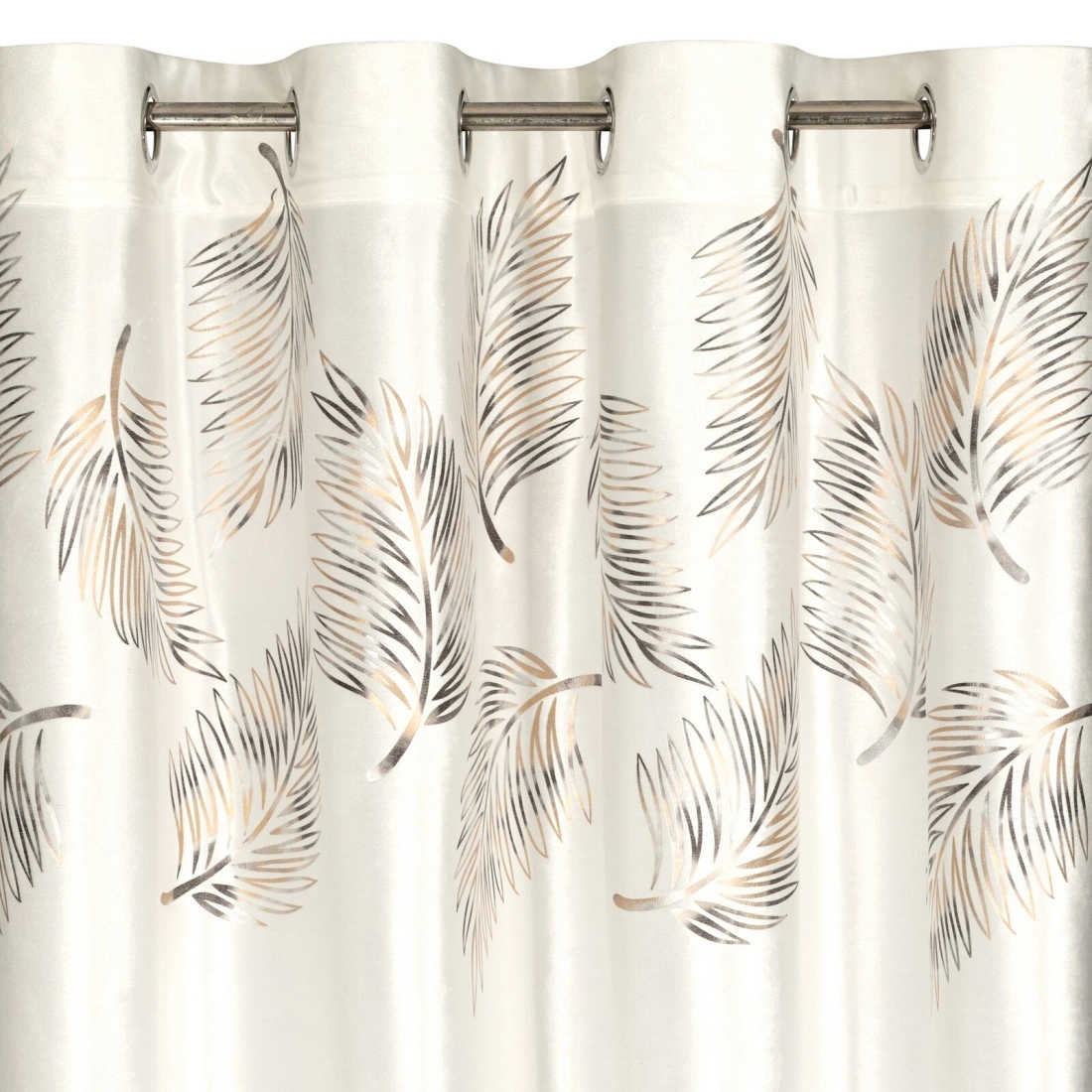 Záves 140x250 cm zamatový krémový zlatý na kovové krúžky IDALIA