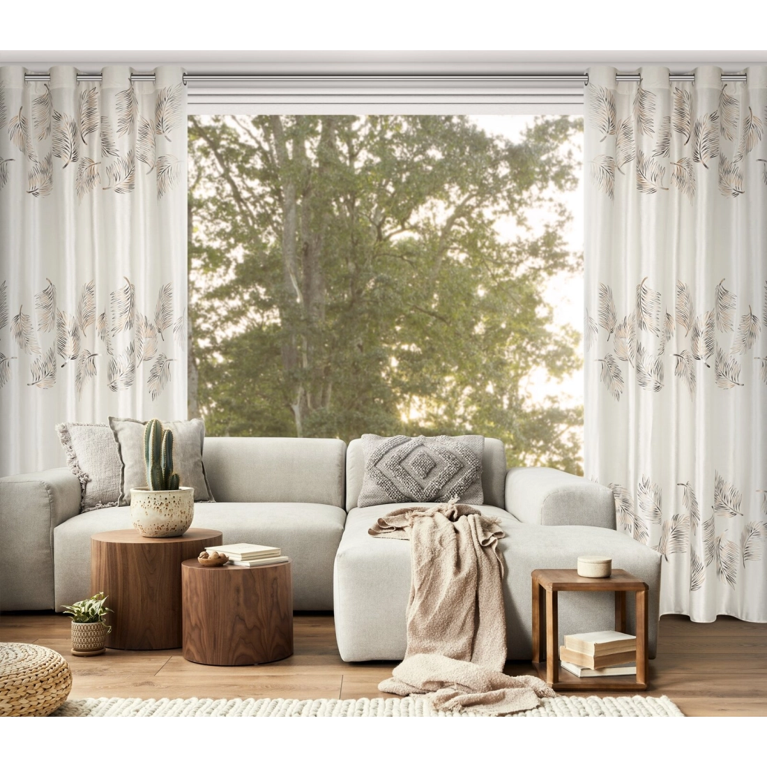 Záves 140x250 cm zamatový krémový zlatý na kovové krúžky IDALIA