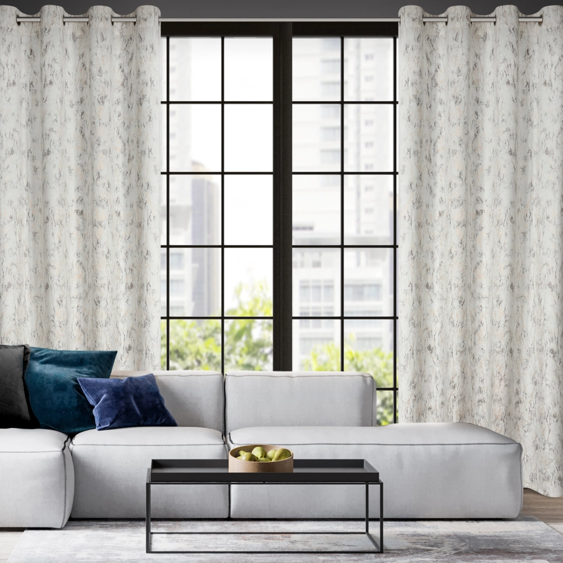 Závěs 140x250 cm sametový krémově zlatý na kovové kroužky KORNELIA