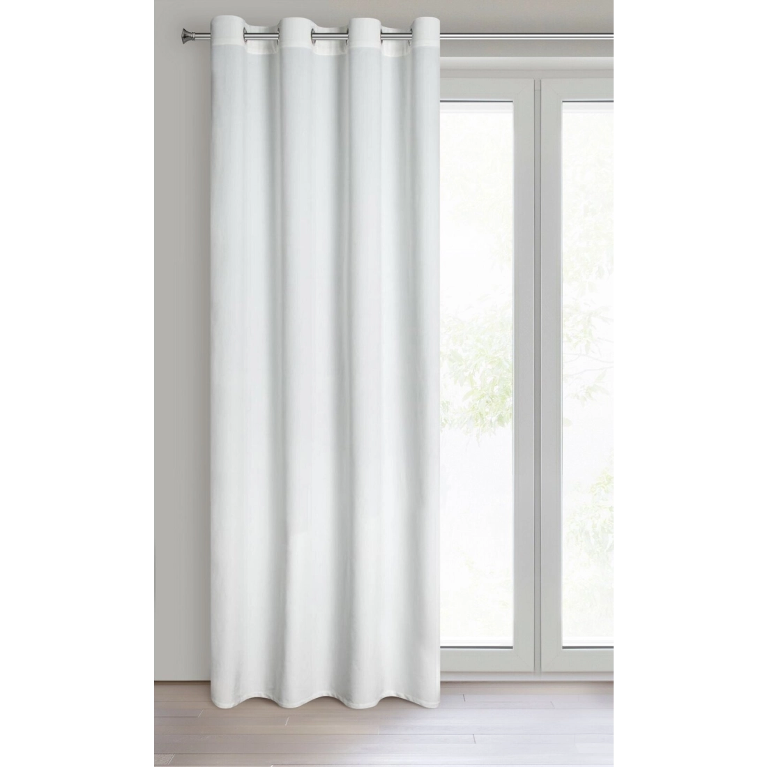 Záves 140x250 cm zamatový matný biely na kovové krúžky MELANIE