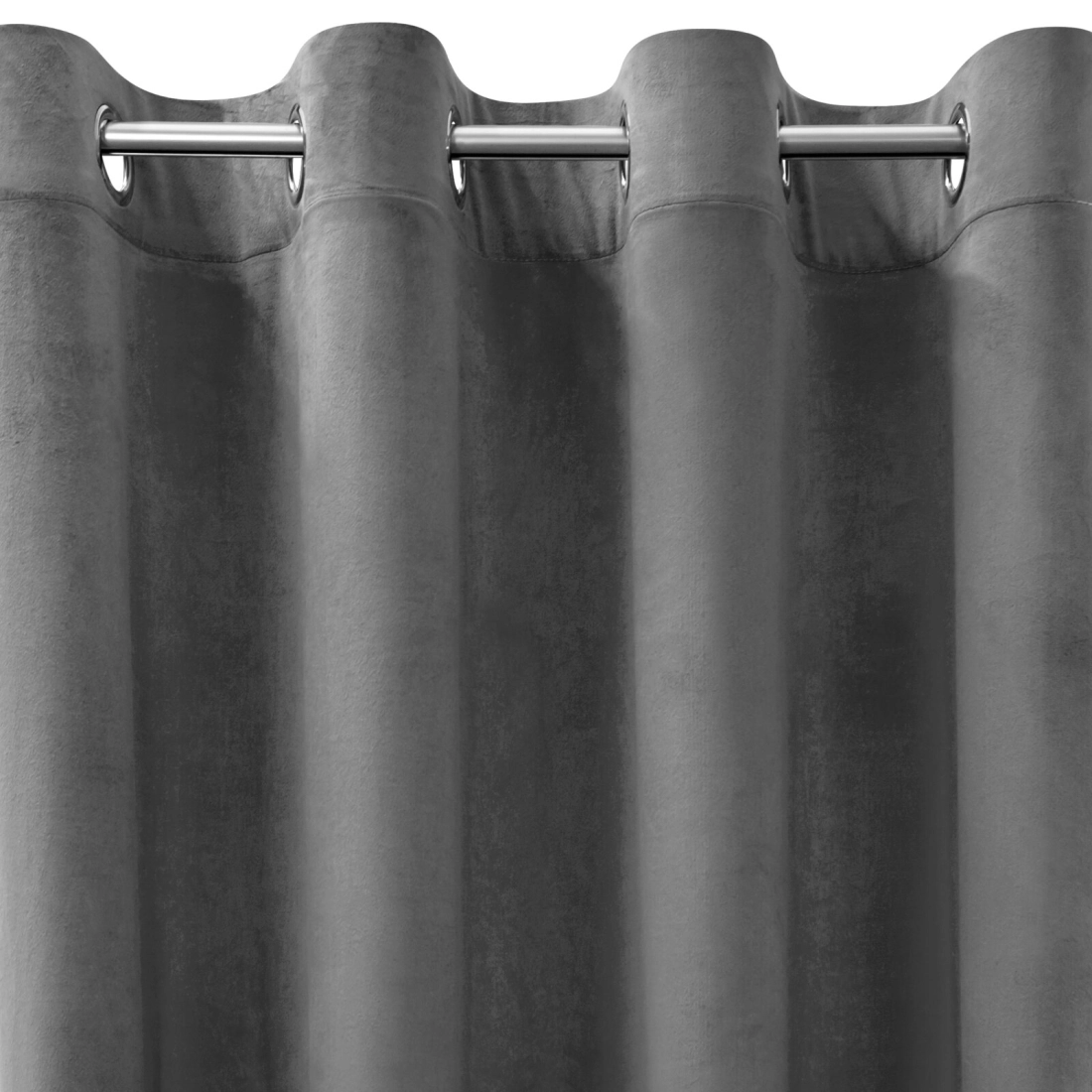 Záves 140x250 cm zamatový matný oceľový na kovové krúžky MELANIE