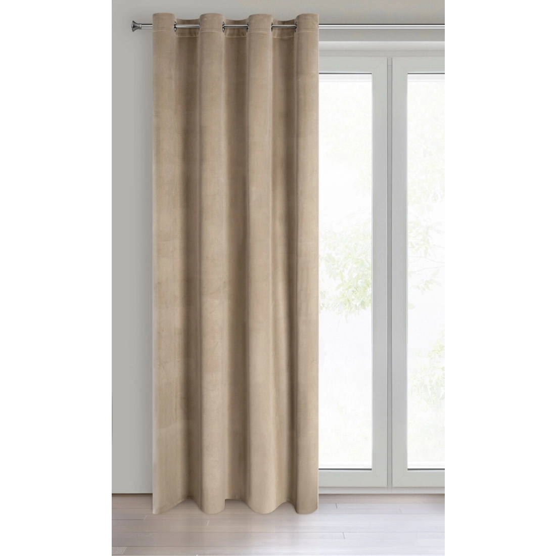 Závěs 140x250 cm sametový matný tmavě béžový na kovové kroužky MELANIE