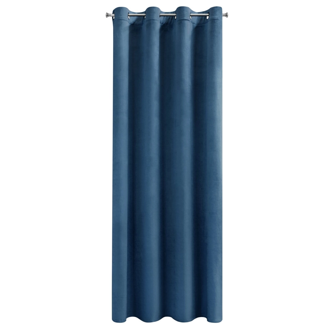 Záves 140x250 cm zamatový matný tmavomodrý na kovové krúžky MELANIE