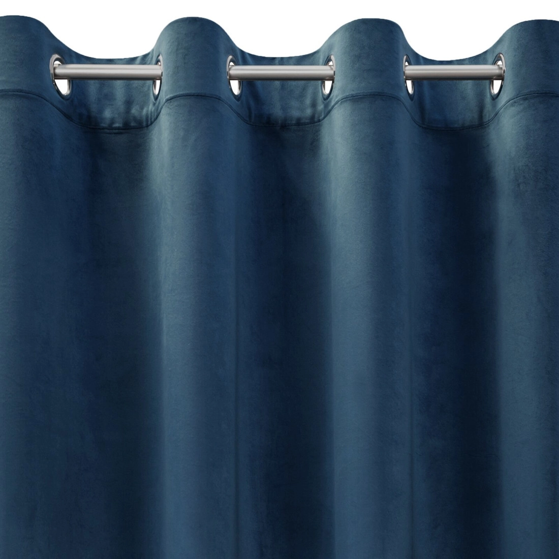 Záves 140x250 cm zamatový matný tmavomodrý na kovové krúžky MELANIE