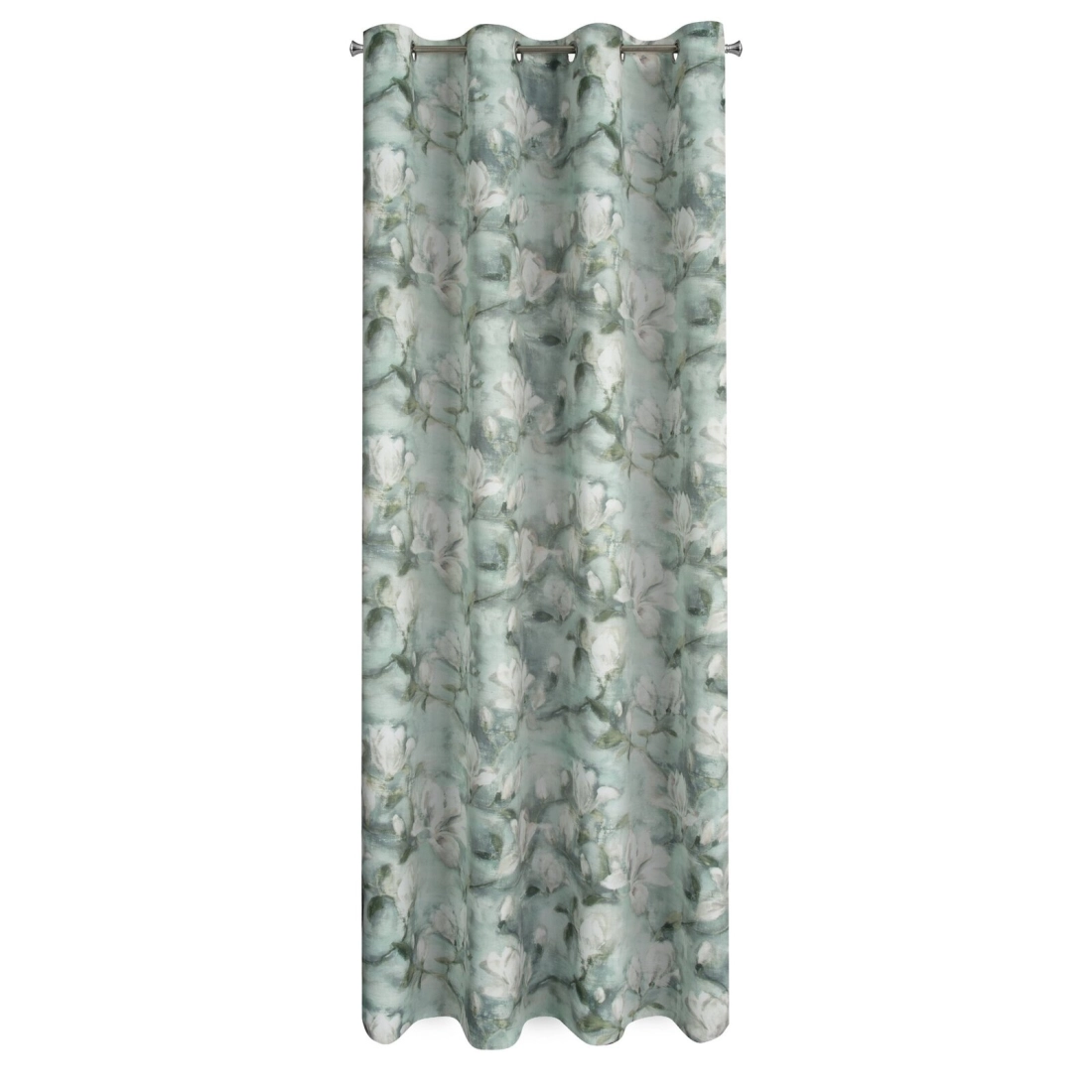 Záves 140x250 cm zamatový mätový, krémový na kovové krúžky GRACJA