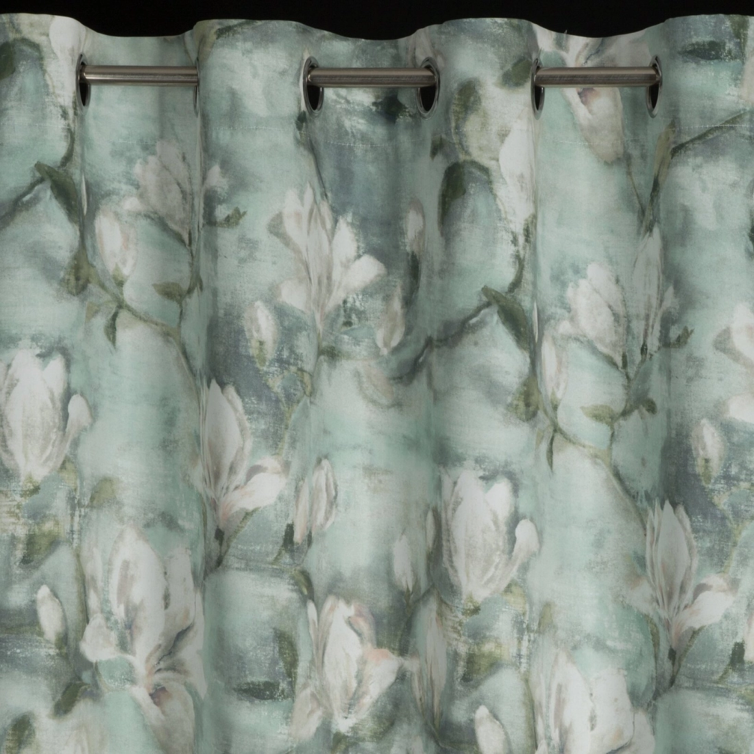 Záves 140x250 cm zamatový mätový, krémový na kovové krúžky GRACJA