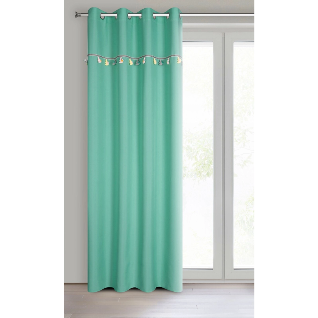 Záves 140x250 cm zamatový mätový na kovové krúžky KIDS