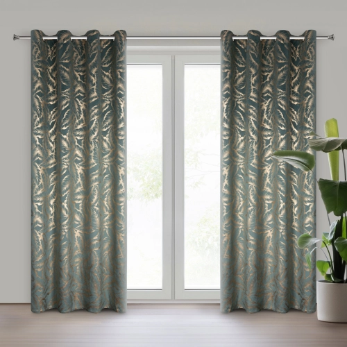 Záves 140x250 cm zamatový mätový šampanský na kovové krúžky MILENA