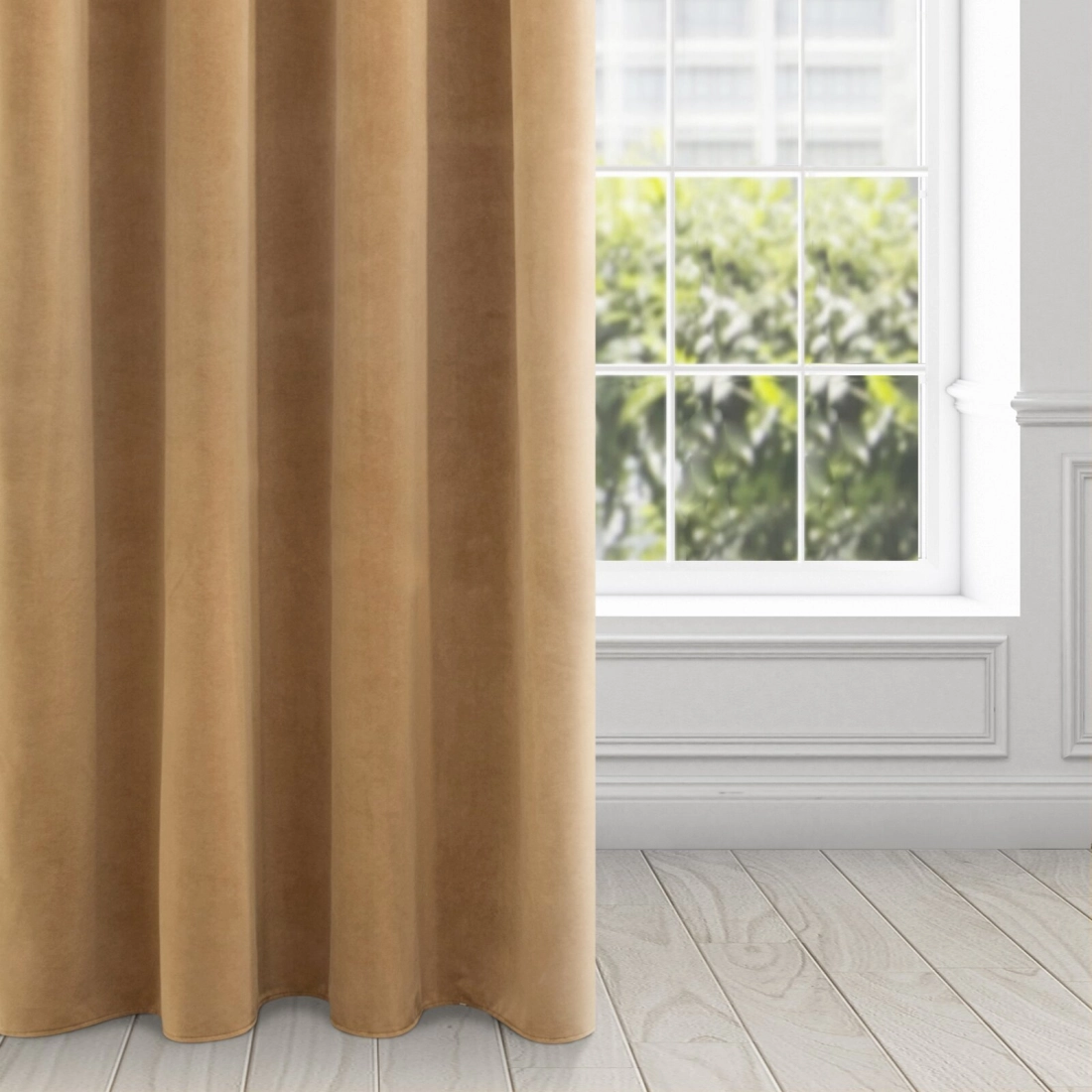 Závěs 140 x 250 cm sametový medový na kovových kroužcích ADELLE Diva Line