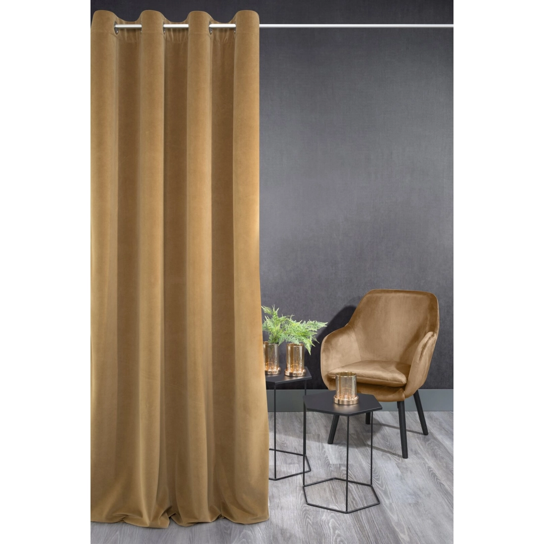 Závěs 140 x 250 cm sametový medový na kovových kroužcích ADELLE Diva Line