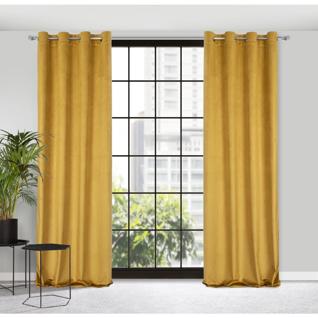 Záves 140x250 cm zamatový medový na kovové krúžky LILI