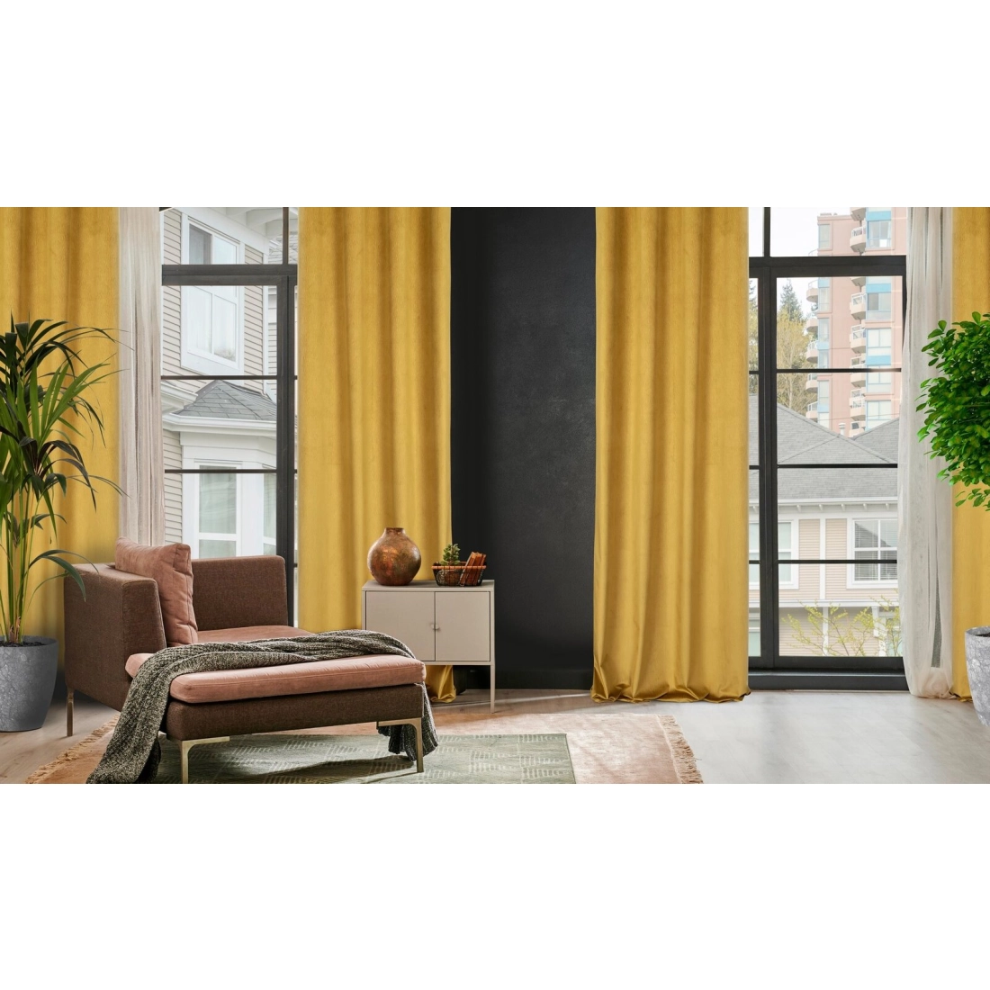 Záves 140x250 cm zamatový medový na kovové krúžky LILI