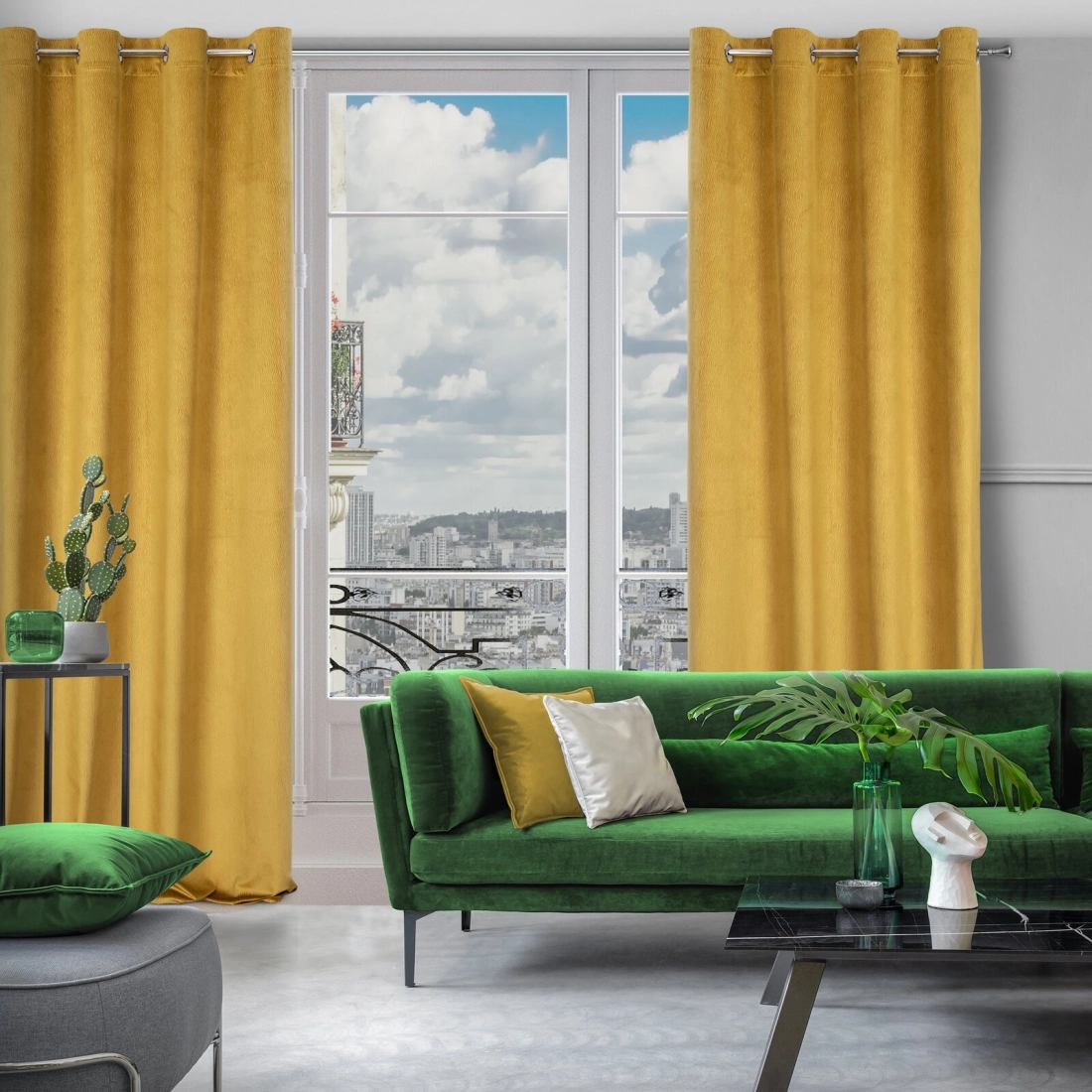 Záves 140x250 cm zamatový medový na kovové krúžky LILI