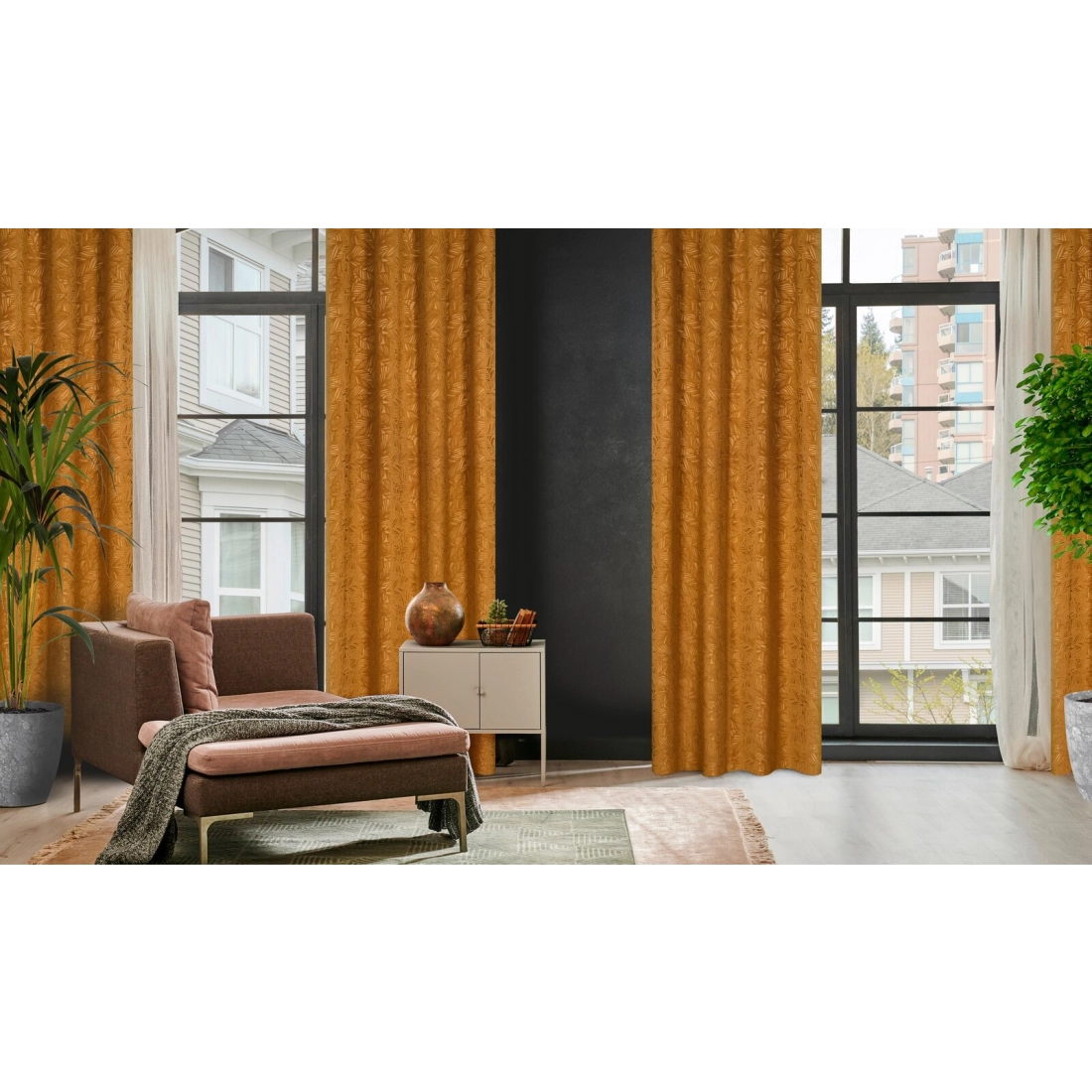 Záves 140x250 cm zamatový medový na kovové krúžky OCTAVIA