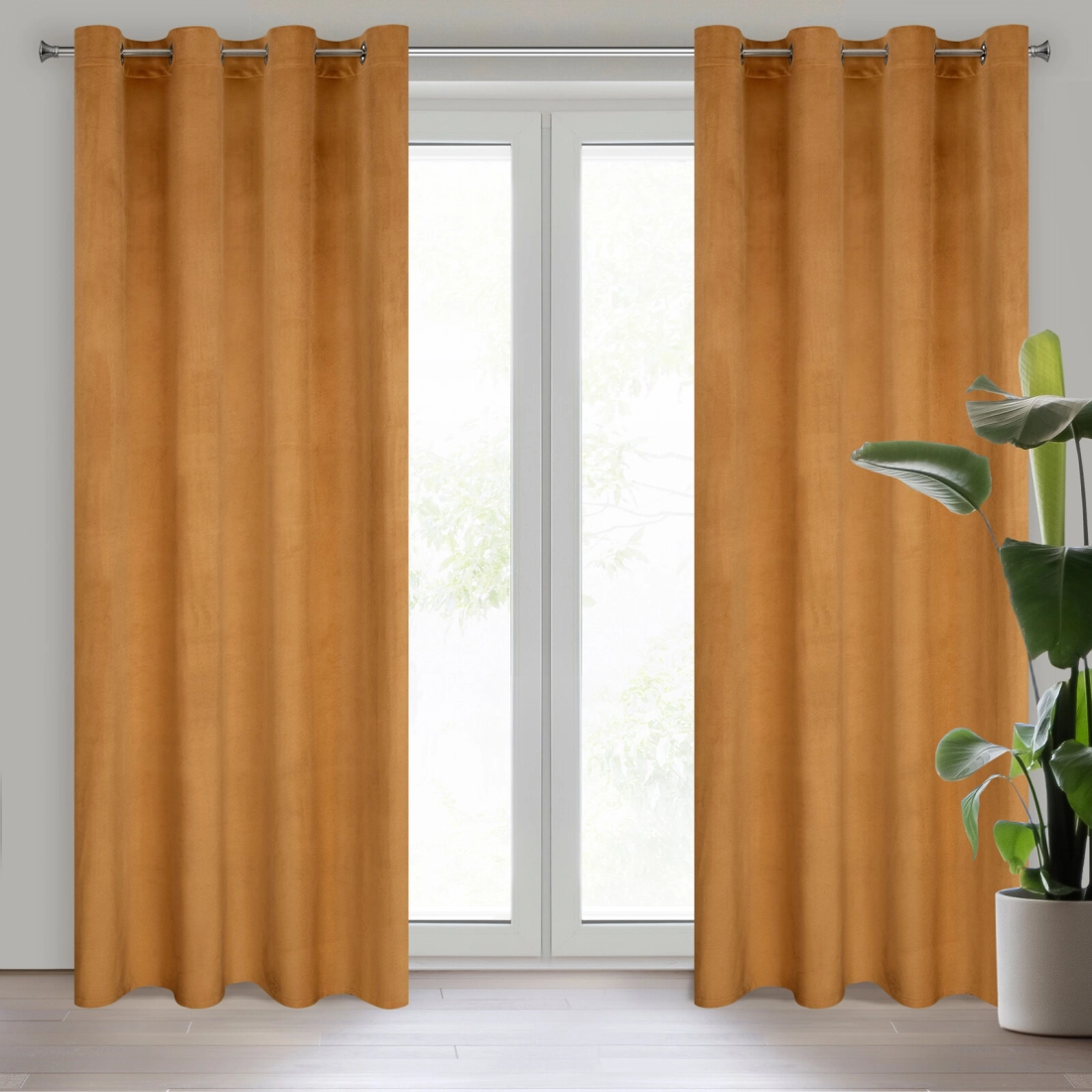 Záves 140x250 cm zamatový medový na kovové krúžky ROSA Design 91