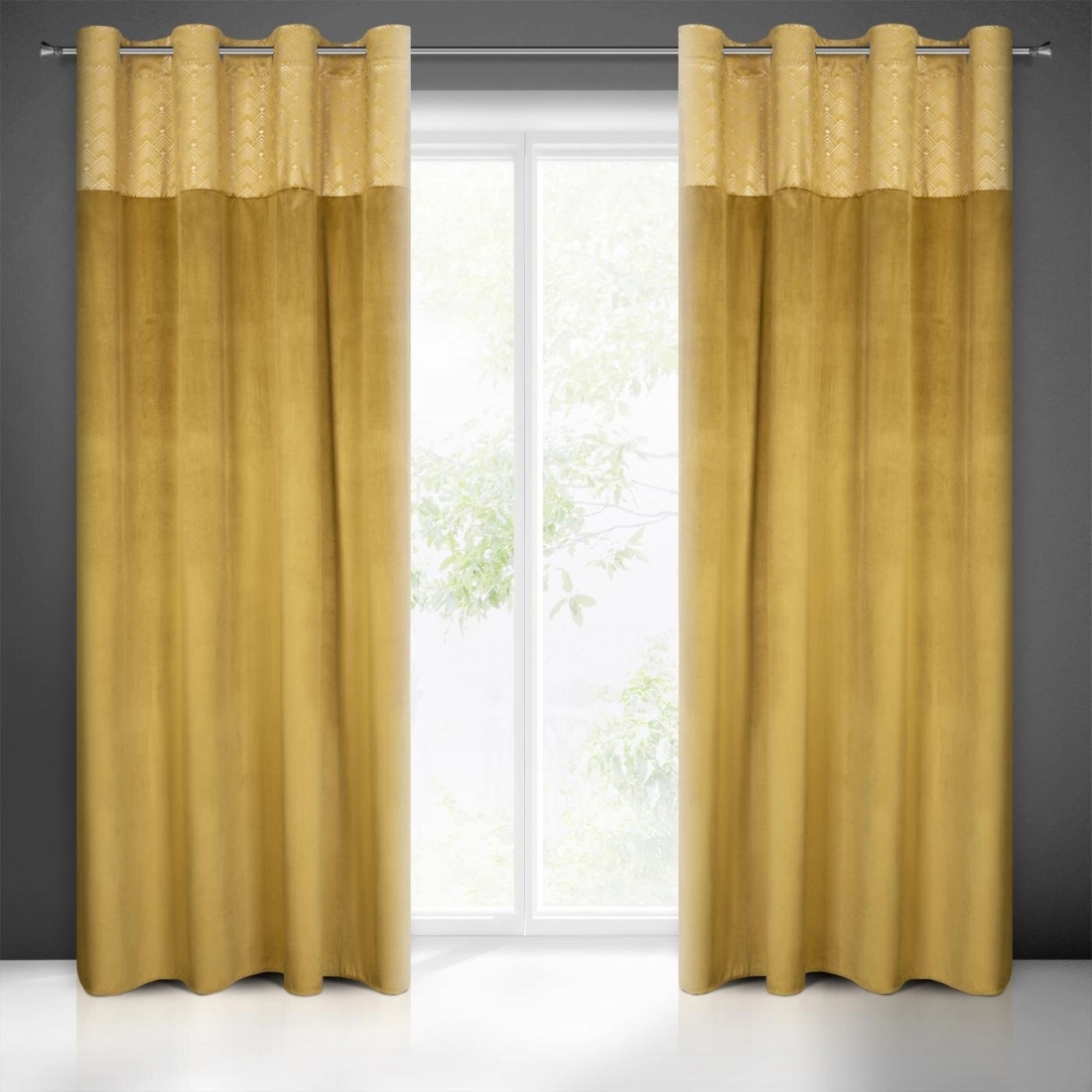 Záves 140x250 cm zamatový medový, šampanský na kovové krúžky ELEN